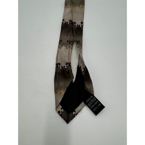 Bergamo New YorkbSilk X-Long Tie Fomal Dressy Brown Gold Geometric 5 FOR $25 💵 - Picture 3 of 8